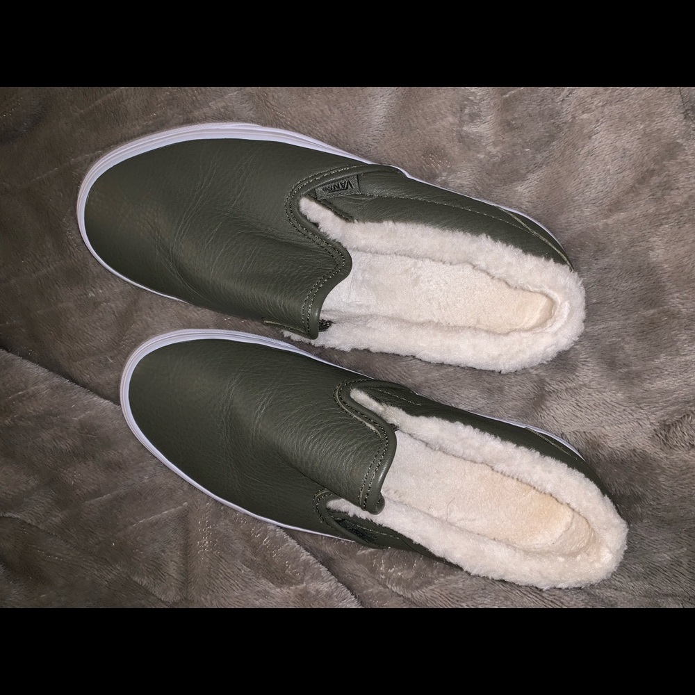 Olive green Van slip ons